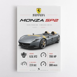 Monza SP2 Silver Yellow Stripes Wall Art