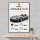 Monza SP2 Silver Yellow Stripes Wall Art