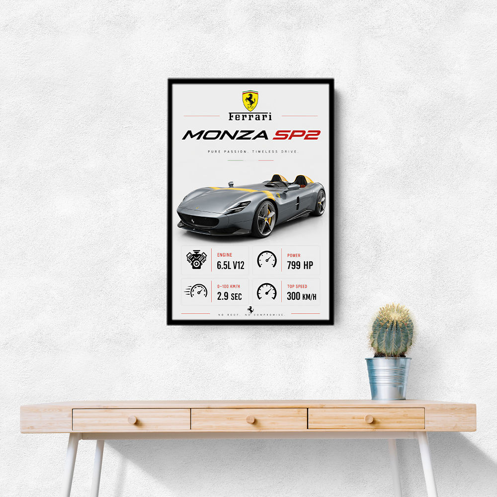Monza SP2 Silver Yellow Stripes Wall Art