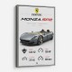 Monza SP2 Silver Yellow Stripes Wall Art