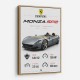 Monza SP2 Silver Yellow Stripes Wall Art
