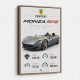 Monza SP2 Silver Yellow Stripes Wall Art