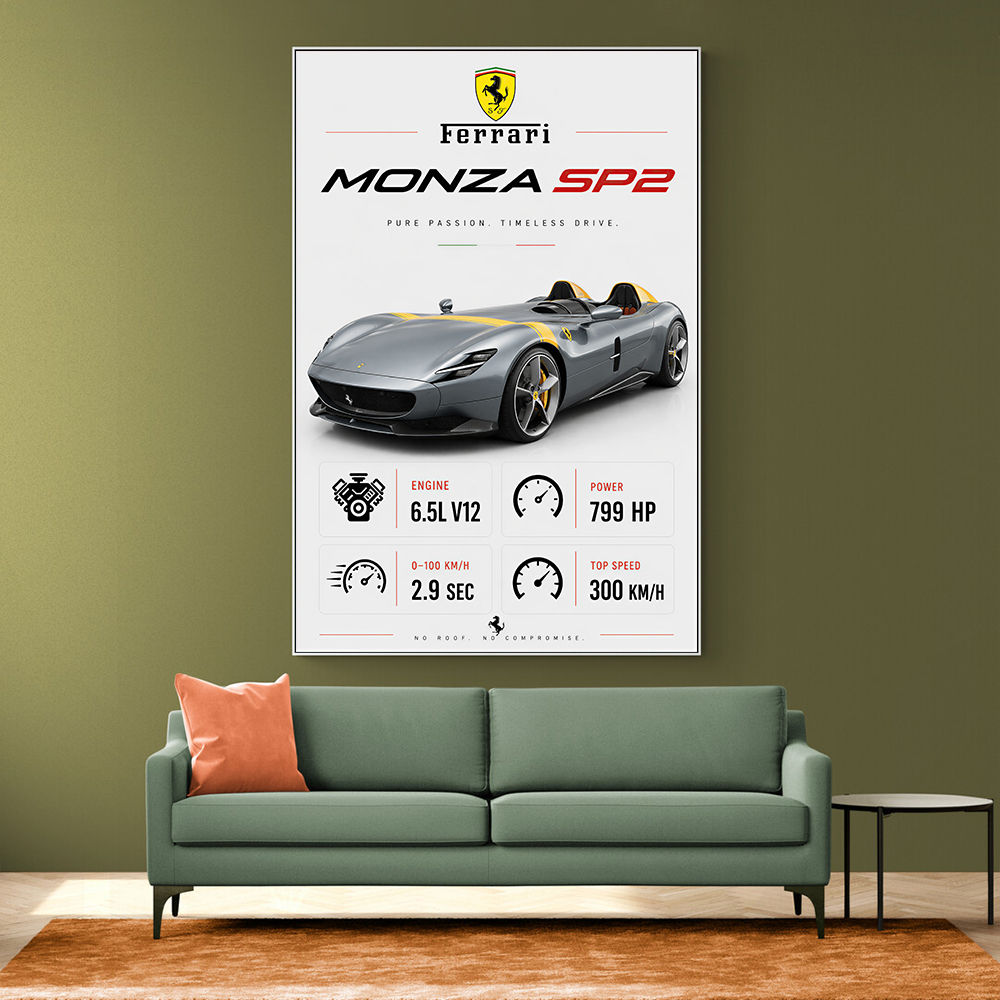Monza SP2 Silver Yellow Stripes Wall Art