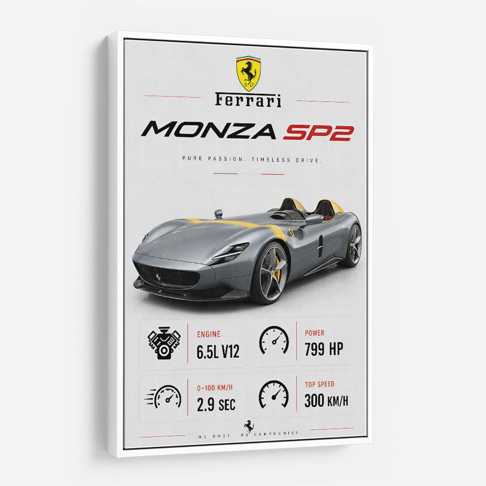 Monza SP2 Silver Yellow Stripes Wall Art