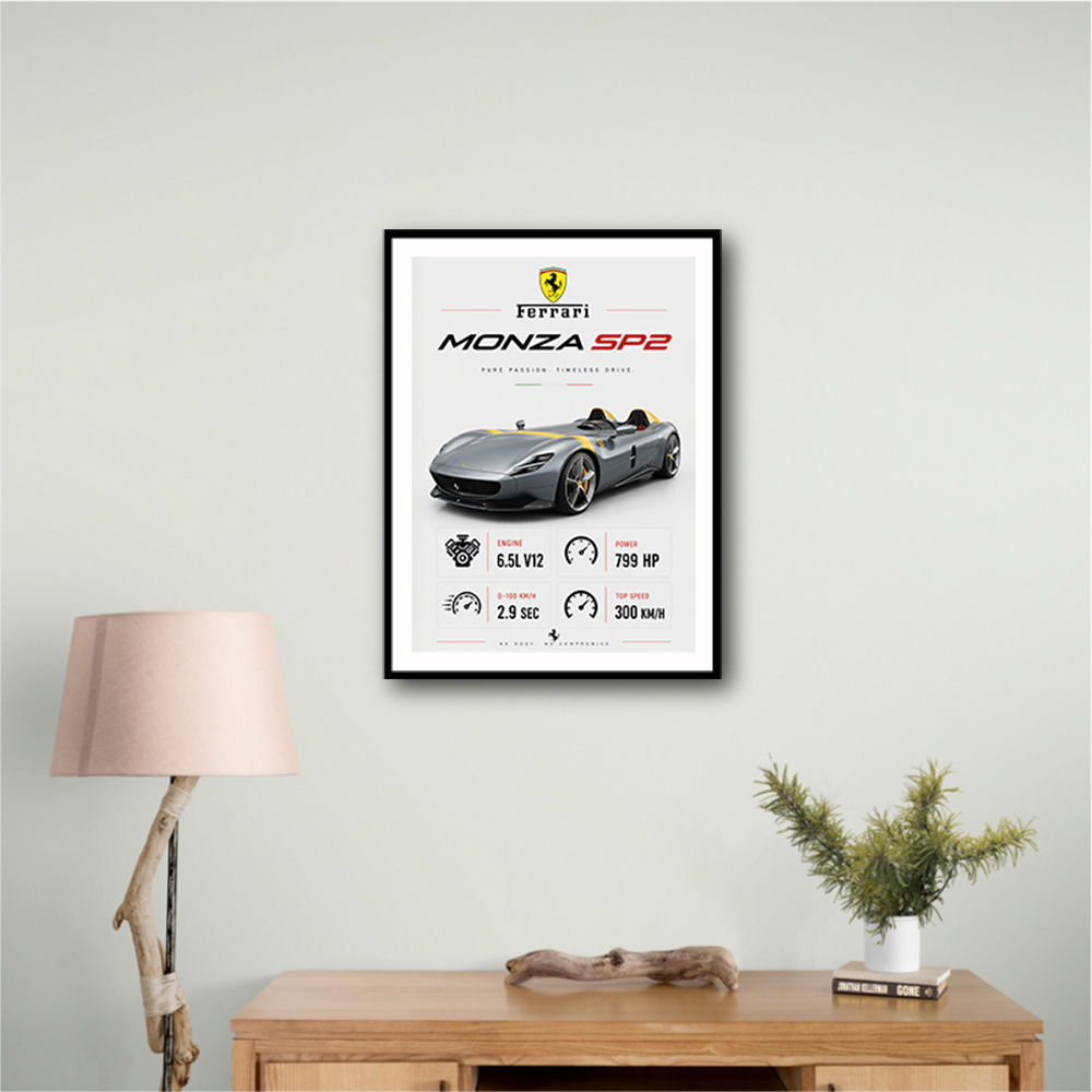 Monza SP2 Silver Yellow Stripes Wall Art