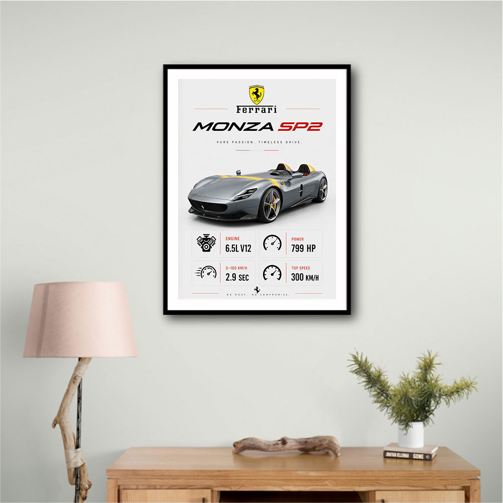 Monza SP2 Silver Yellow Stripes Wall Art
