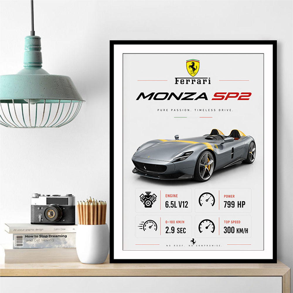 Monza SP2 Silver Yellow Stripes Wall Art