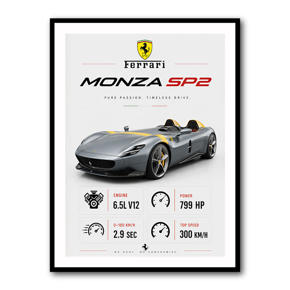 Monza SP2 Silver Yellow Stripes Wall Art