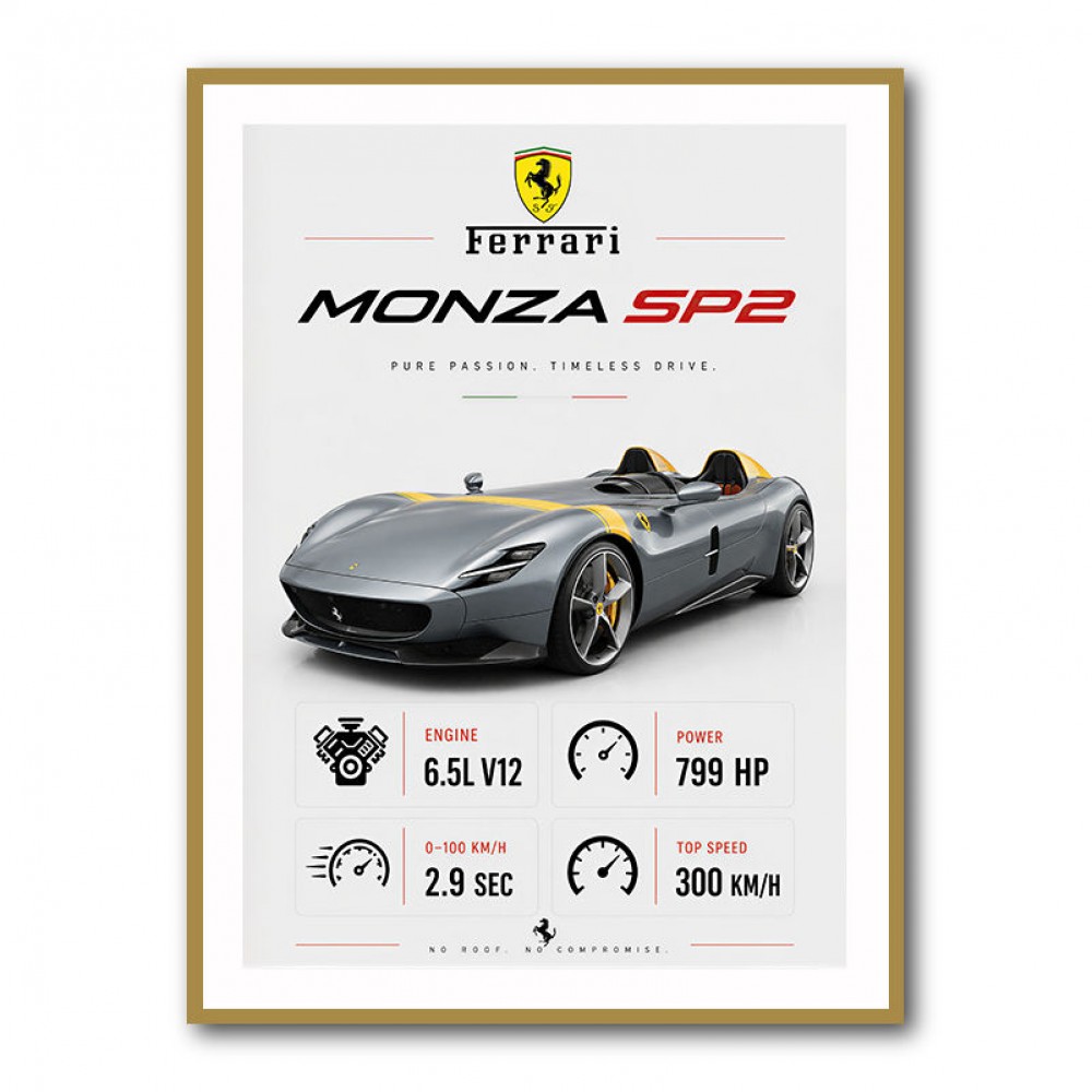 Monza SP2 Silver Yellow Stripes Wall Art