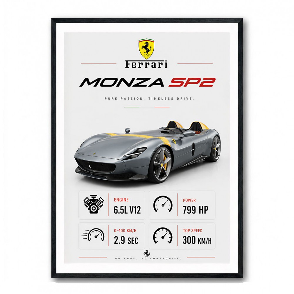 Monza SP2 Silver Yellow Stripes Wall Art