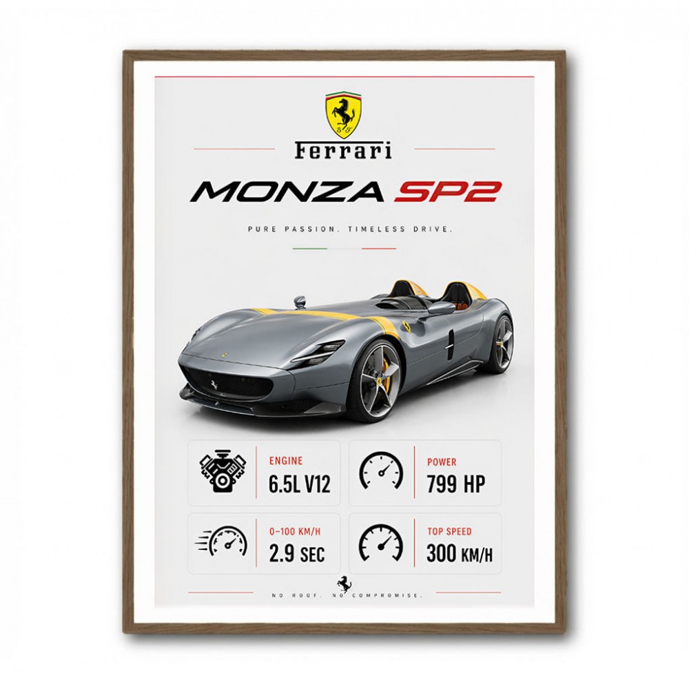 Monza SP2 Silver Yellow Stripes Wall Art