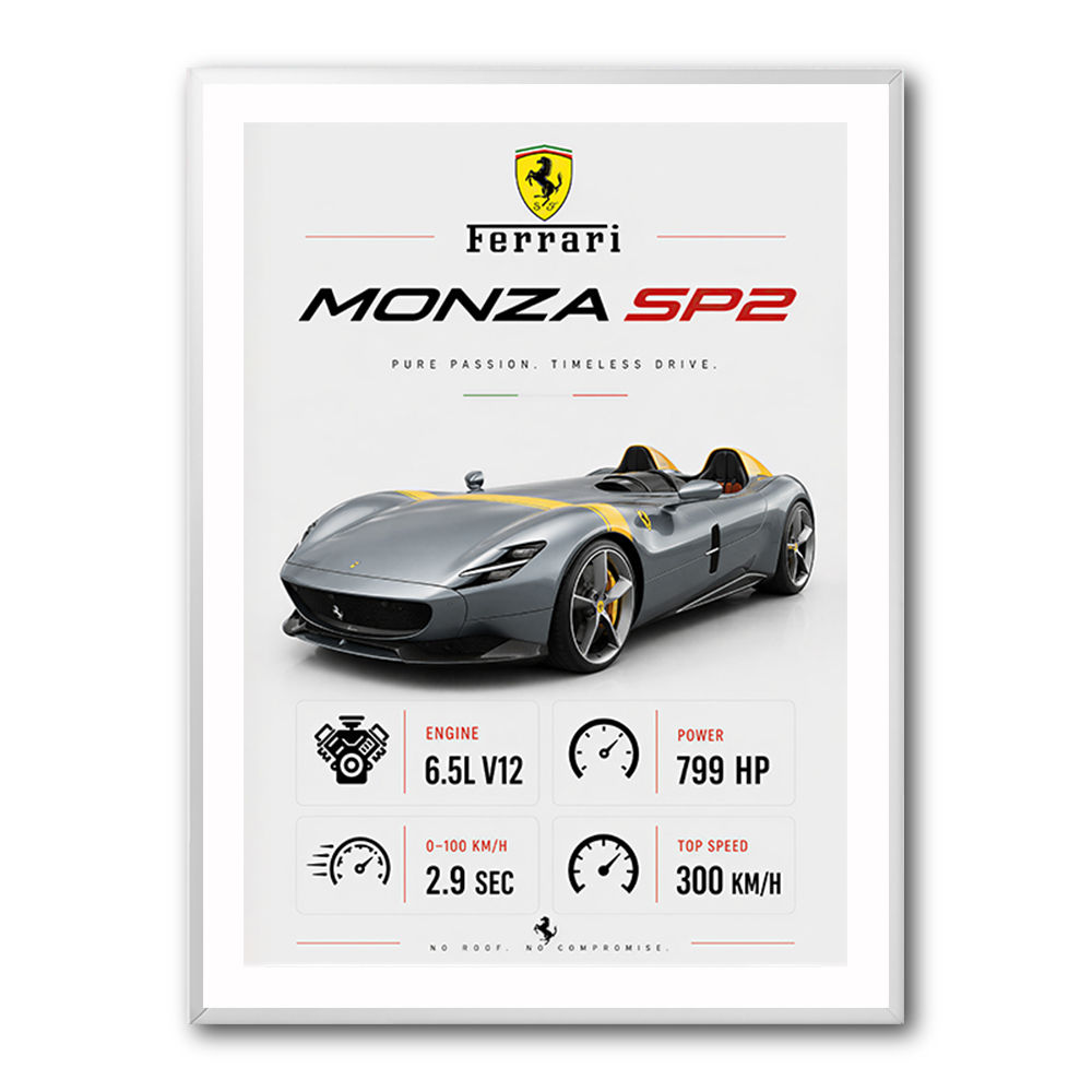 Monza SP2 Silver Yellow Stripes Wall Art