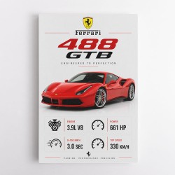 Ferrari 488 GTB Stats Wall Art