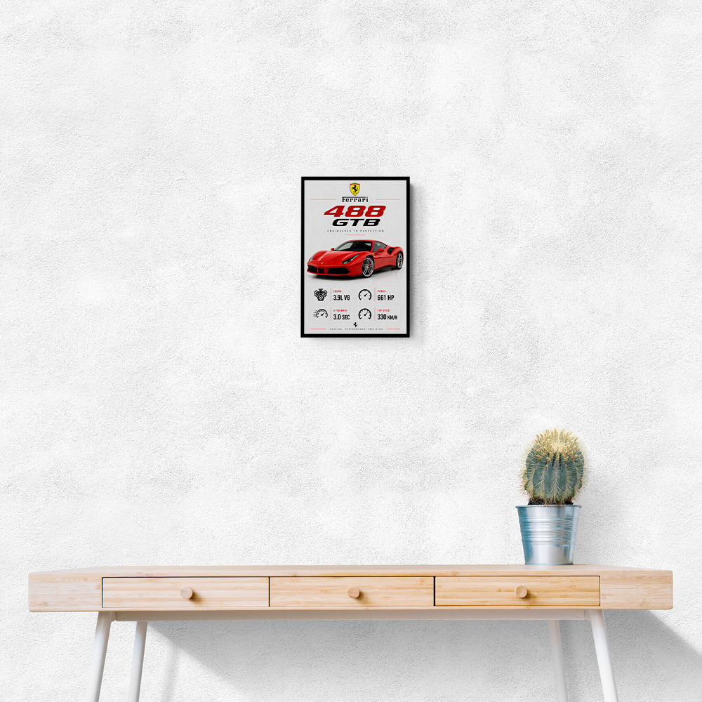 Ferrari 488 GTB Stats Wall Art
