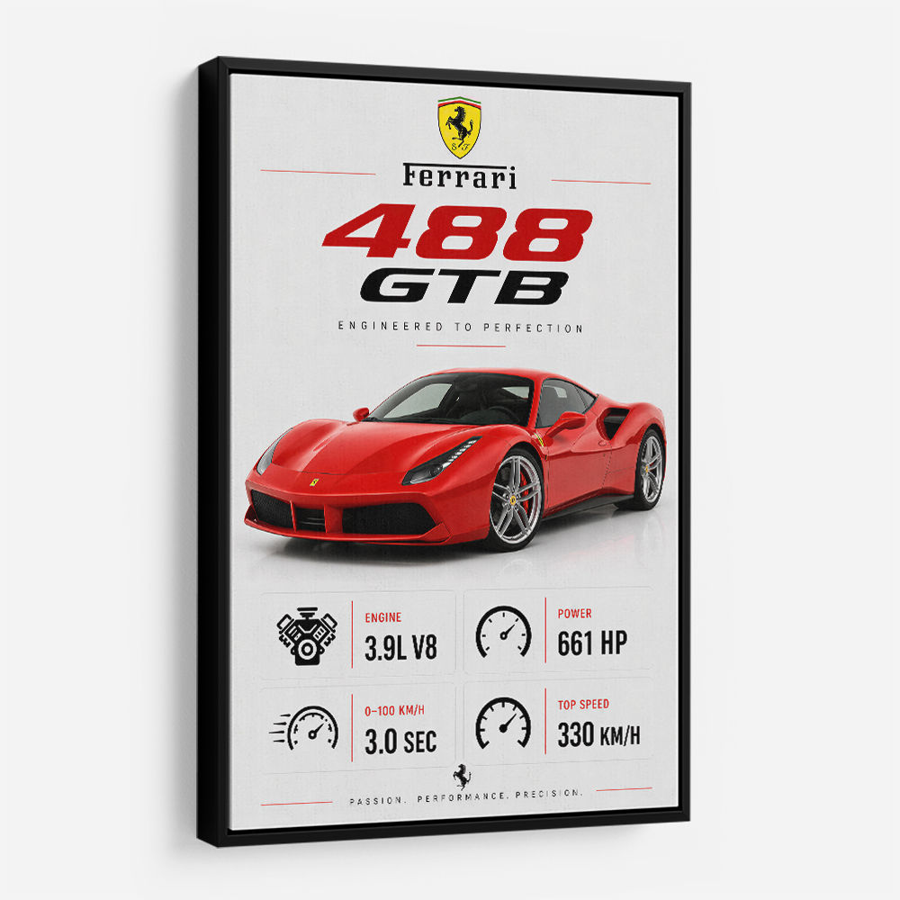 Ferrari 488 GTB Stats Wall Art