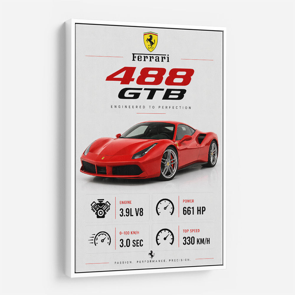 Ferrari 488 GTB Stats Wall Art