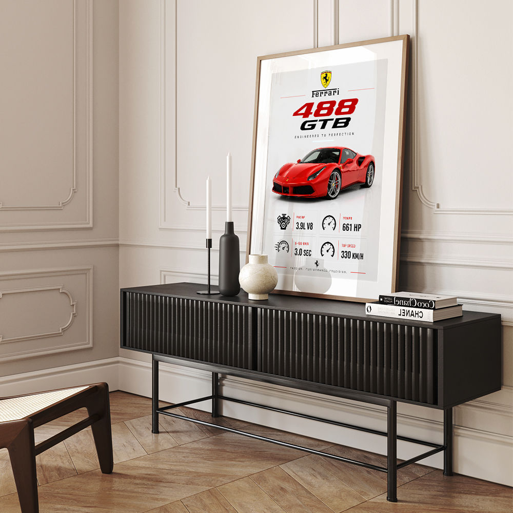 Ferrari 488 GTB Stats Wall Art
