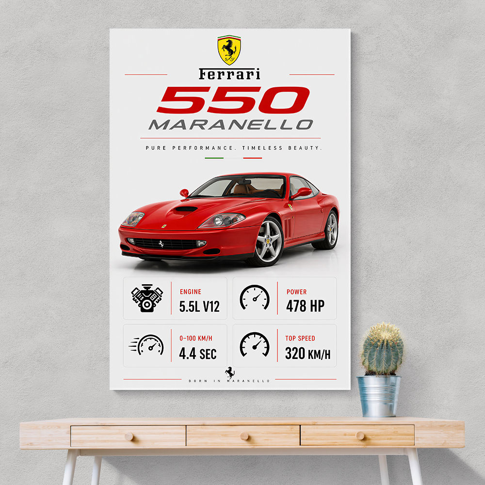 Ferrari 550 Maranello Red Wall Art