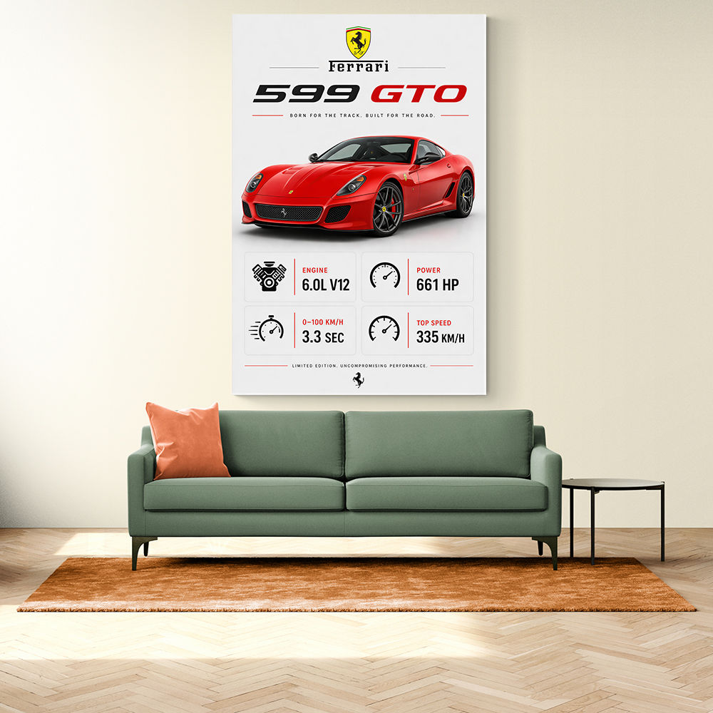 Ferrari 599 GTO Stats Wall Art