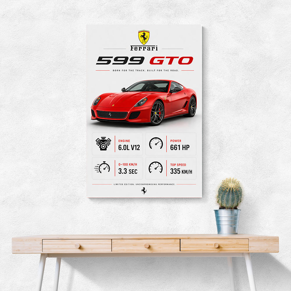 Ferrari 599 GTO Stats Wall Art
