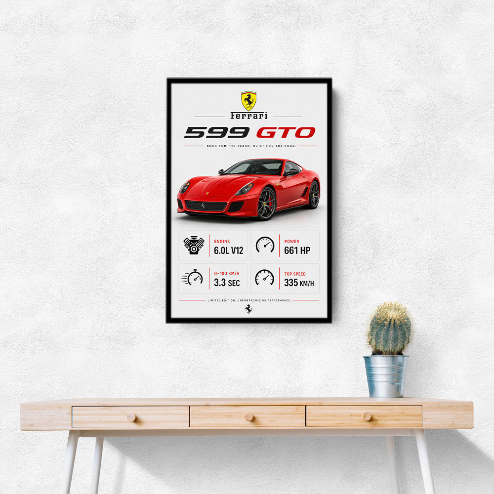 Ferrari 599 GTO Stats Wall Art