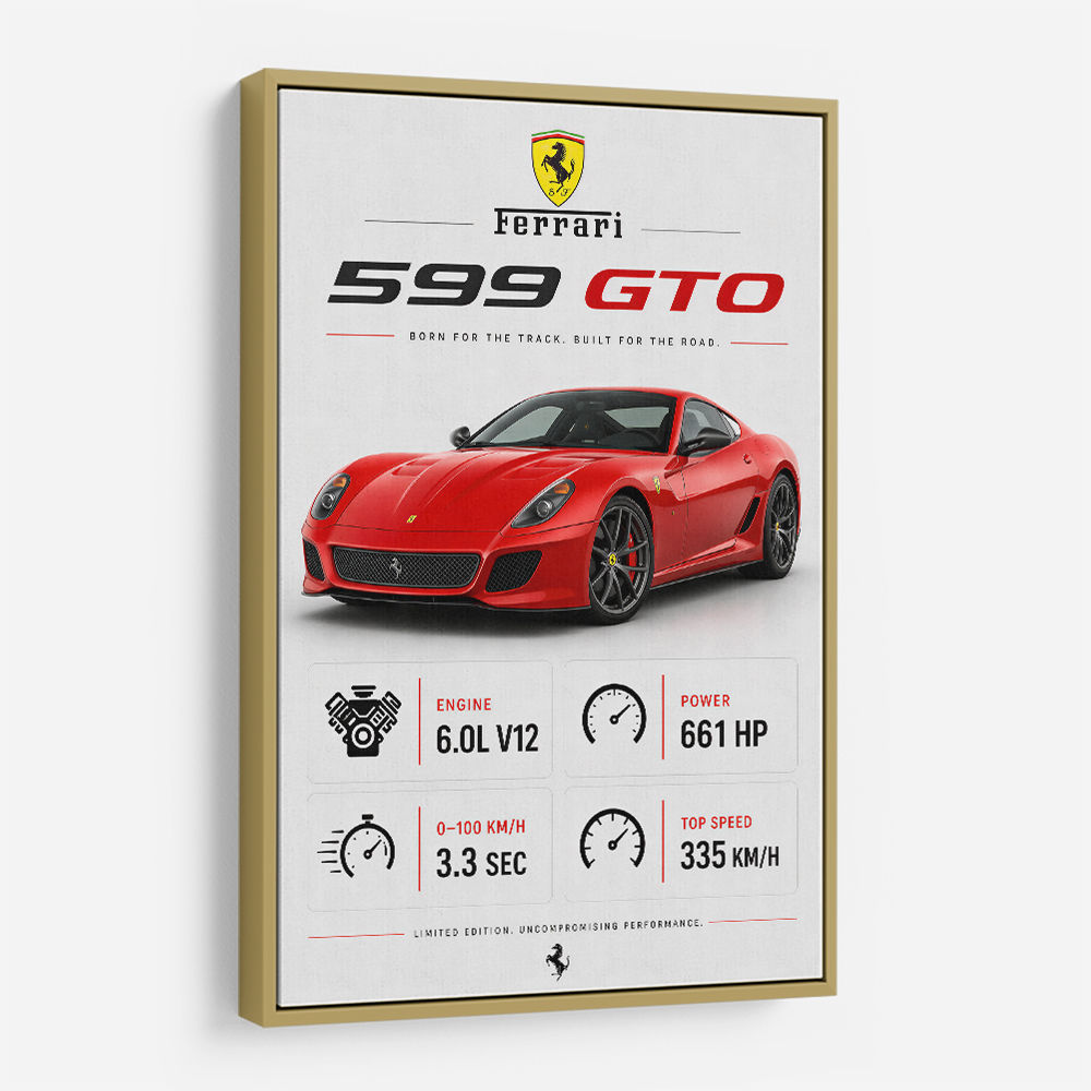 Ferrari 599 GTO Stats Wall Art