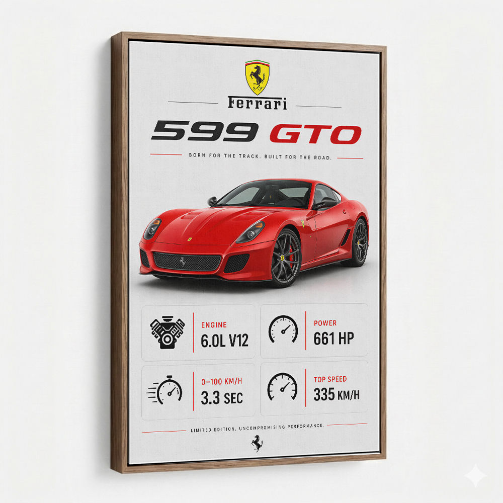 Ferrari 599 GTO Stats Wall Art