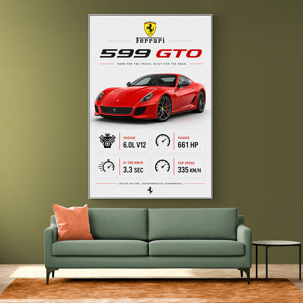 Ferrari 599 GTO Stats Wall Art