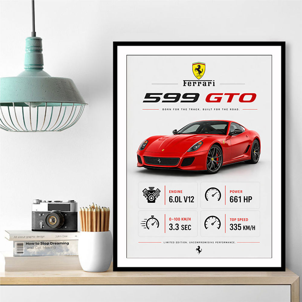 Ferrari 599 GTO Stats Wall Art