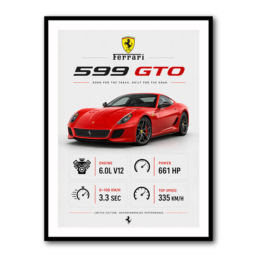 Ferrari 599 GTO Stats Wall Art