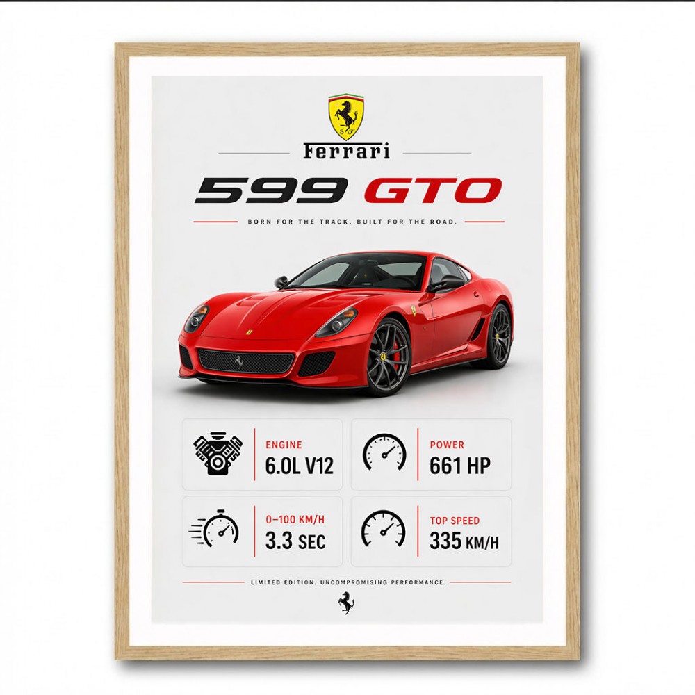 Ferrari 599 GTO Stats Wall Art
