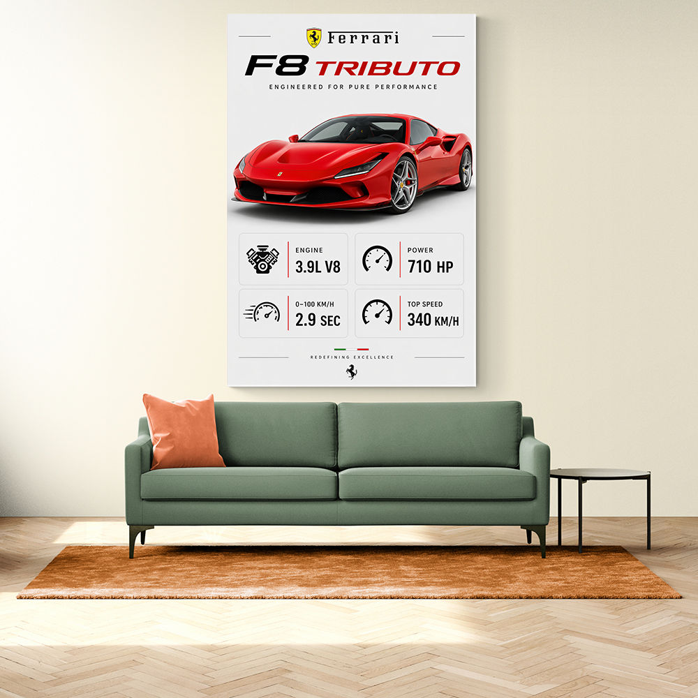 Ferrari F8 Tributo Infographic Wall Art