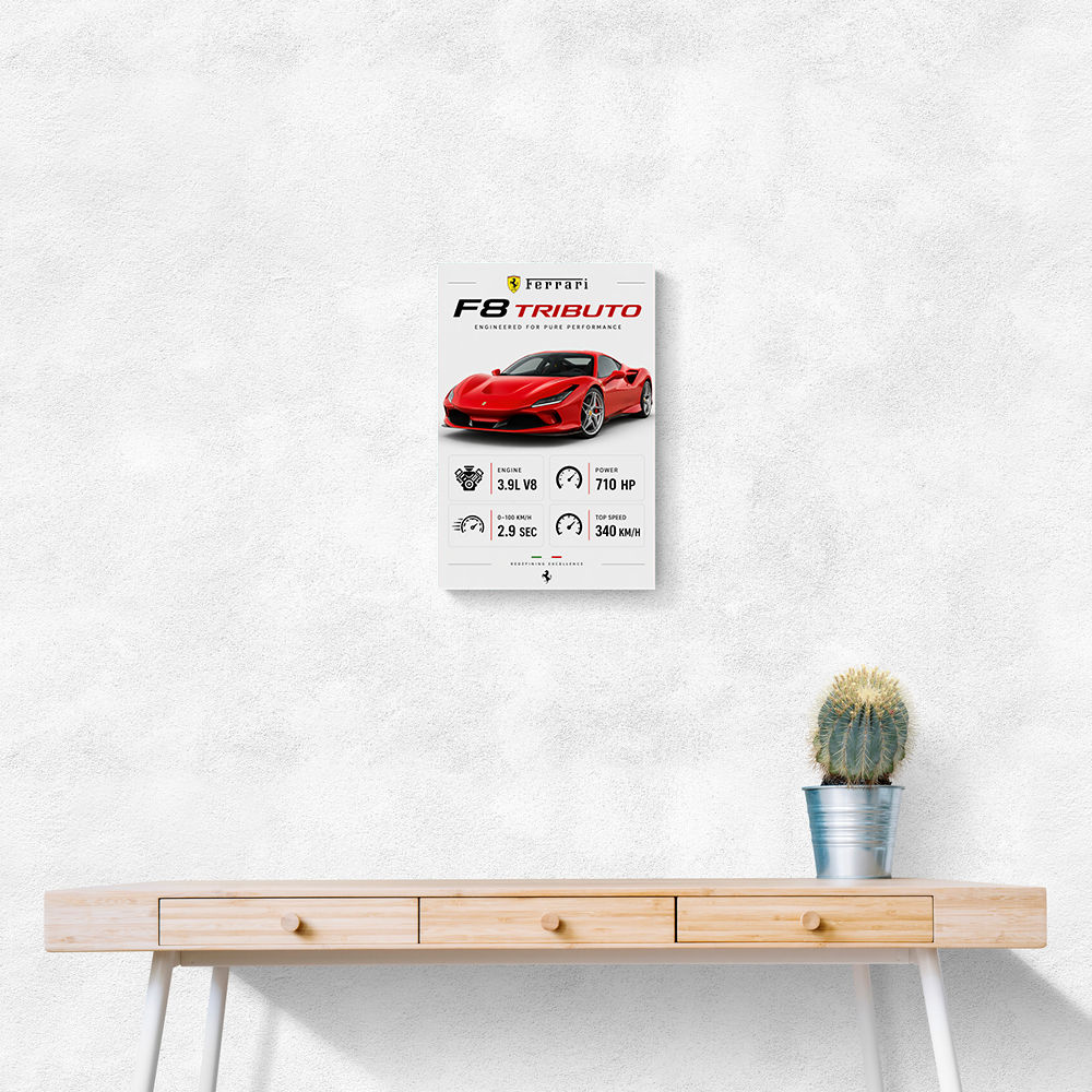 Ferrari F8 Tributo Infographic Wall Art