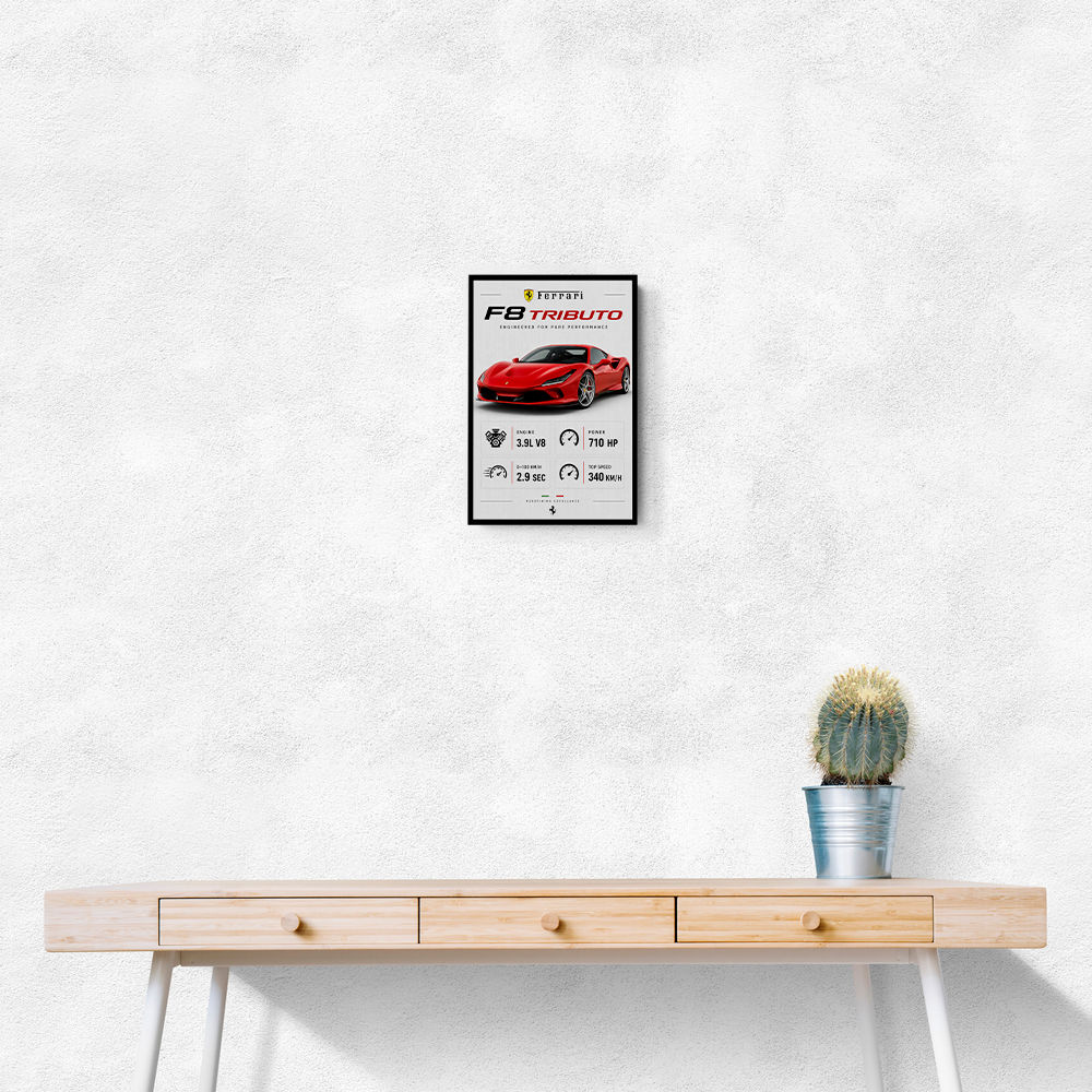Ferrari F8 Tributo Infographic Wall Art