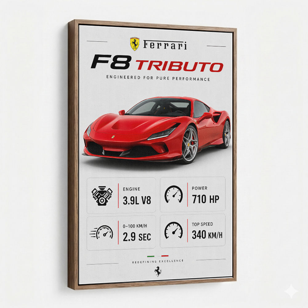 Ferrari F8 Tributo Infographic Wall Art