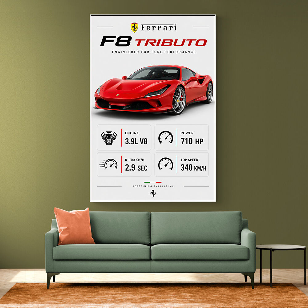 Ferrari F8 Tributo Infographic Wall Art
