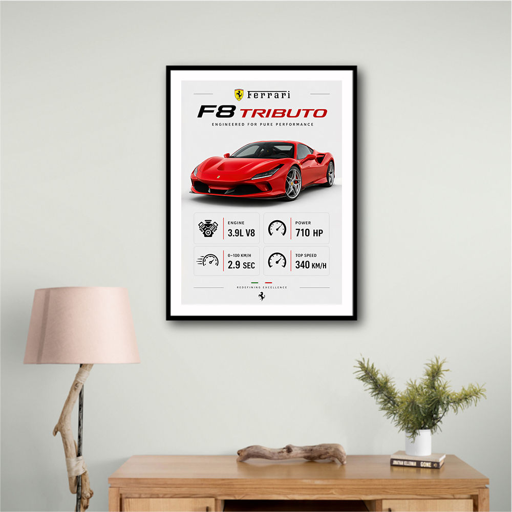 Ferrari F8 Tributo Infographic Wall Art