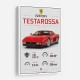 Red Ferrari Testarossa Stats Wall Art