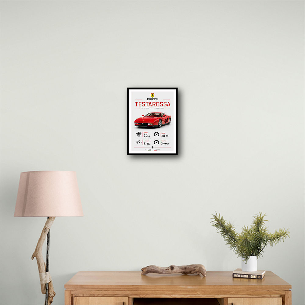 Red Ferrari Testarossa Stats Wall Art