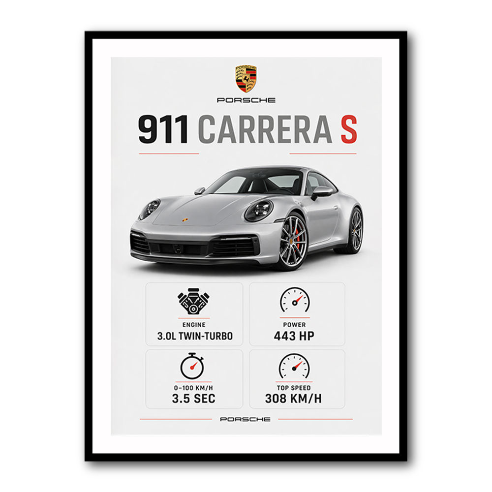 Porsche 911 Carrera S Stats Wall Art