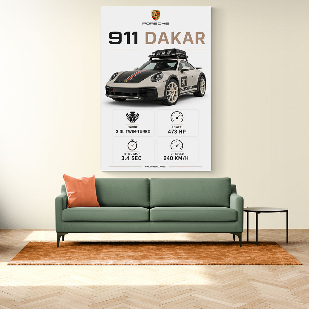Porsche 911 Dakar Car Specs Art Print