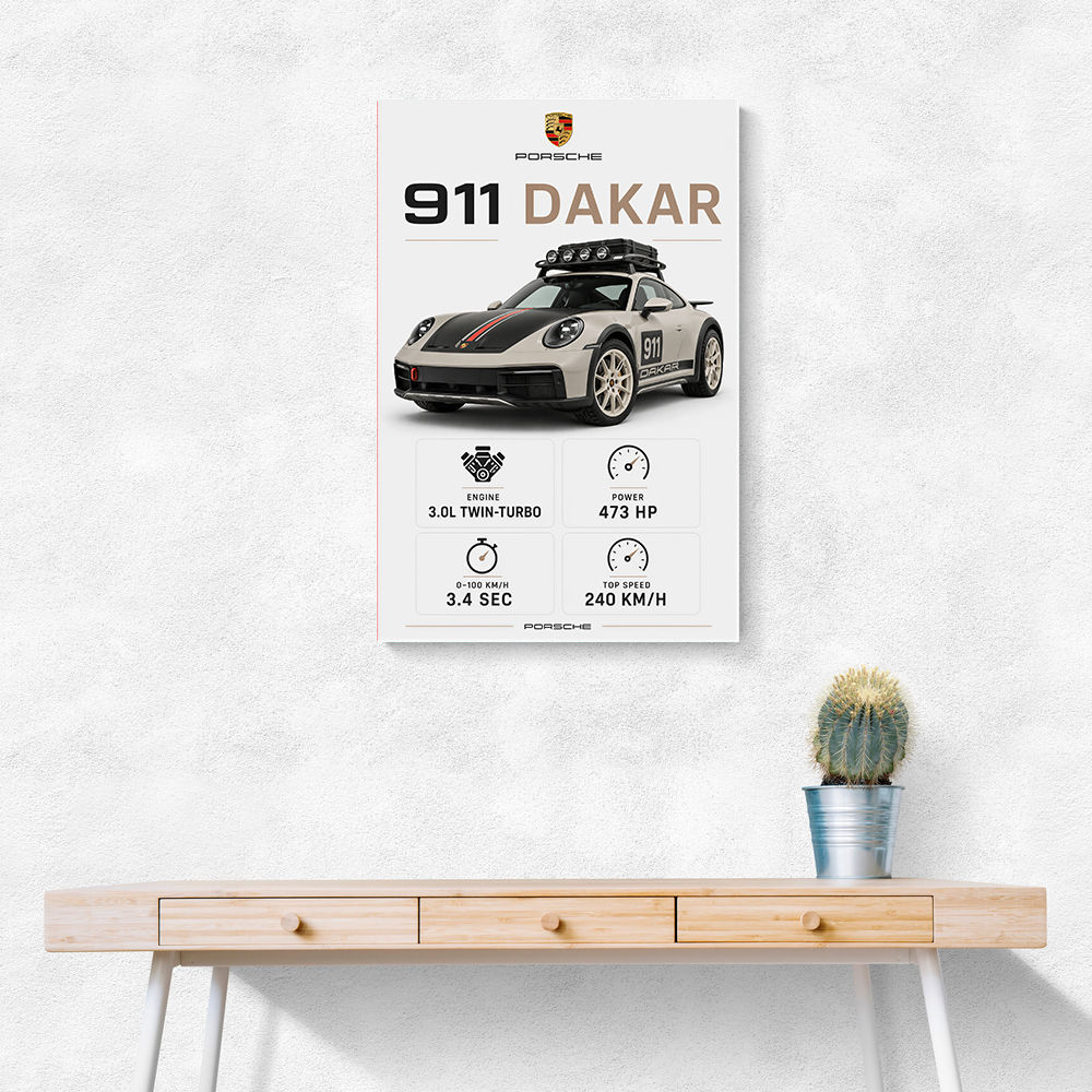 Porsche 911 Dakar Car Specs Art Print