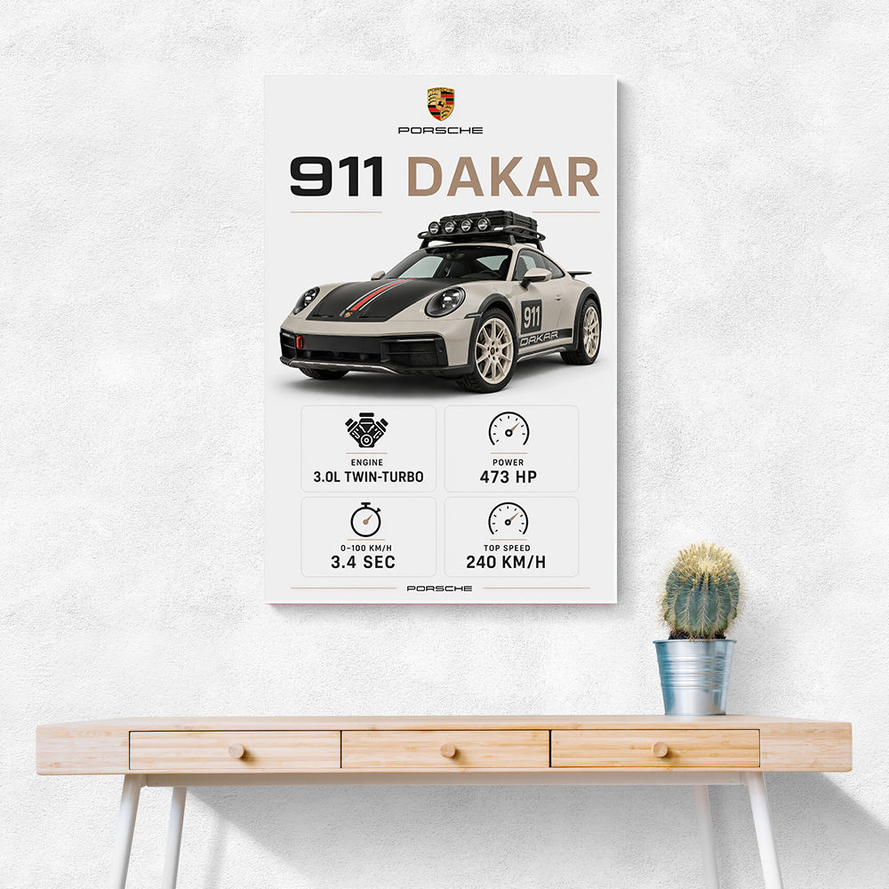Porsche 911 Dakar Car Specs Art Print