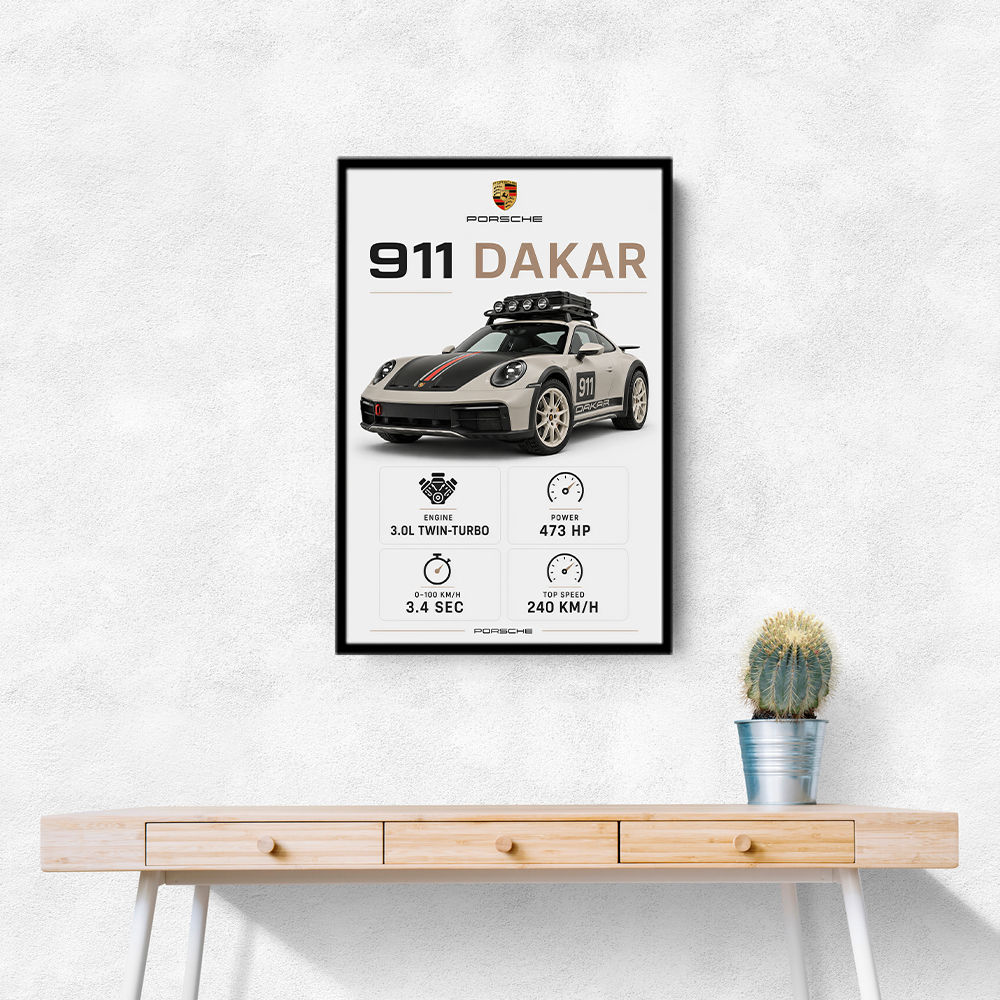 Porsche 911 Dakar Car Specs Art Print