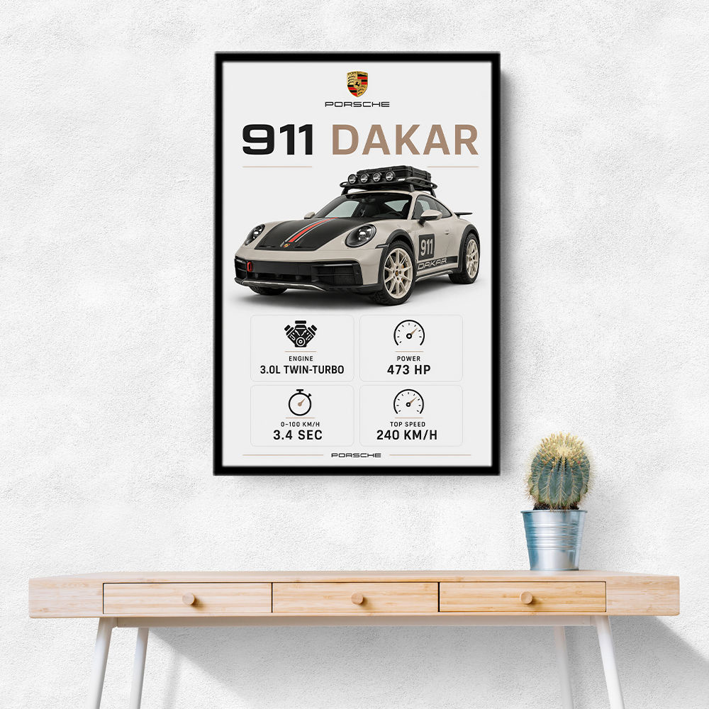 Porsche 911 Dakar Car Specs Art Print