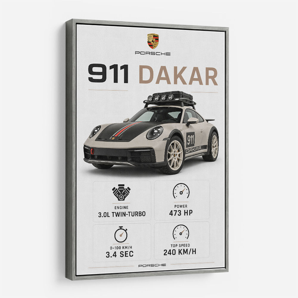 Porsche 911 Dakar Car Specs Art Print