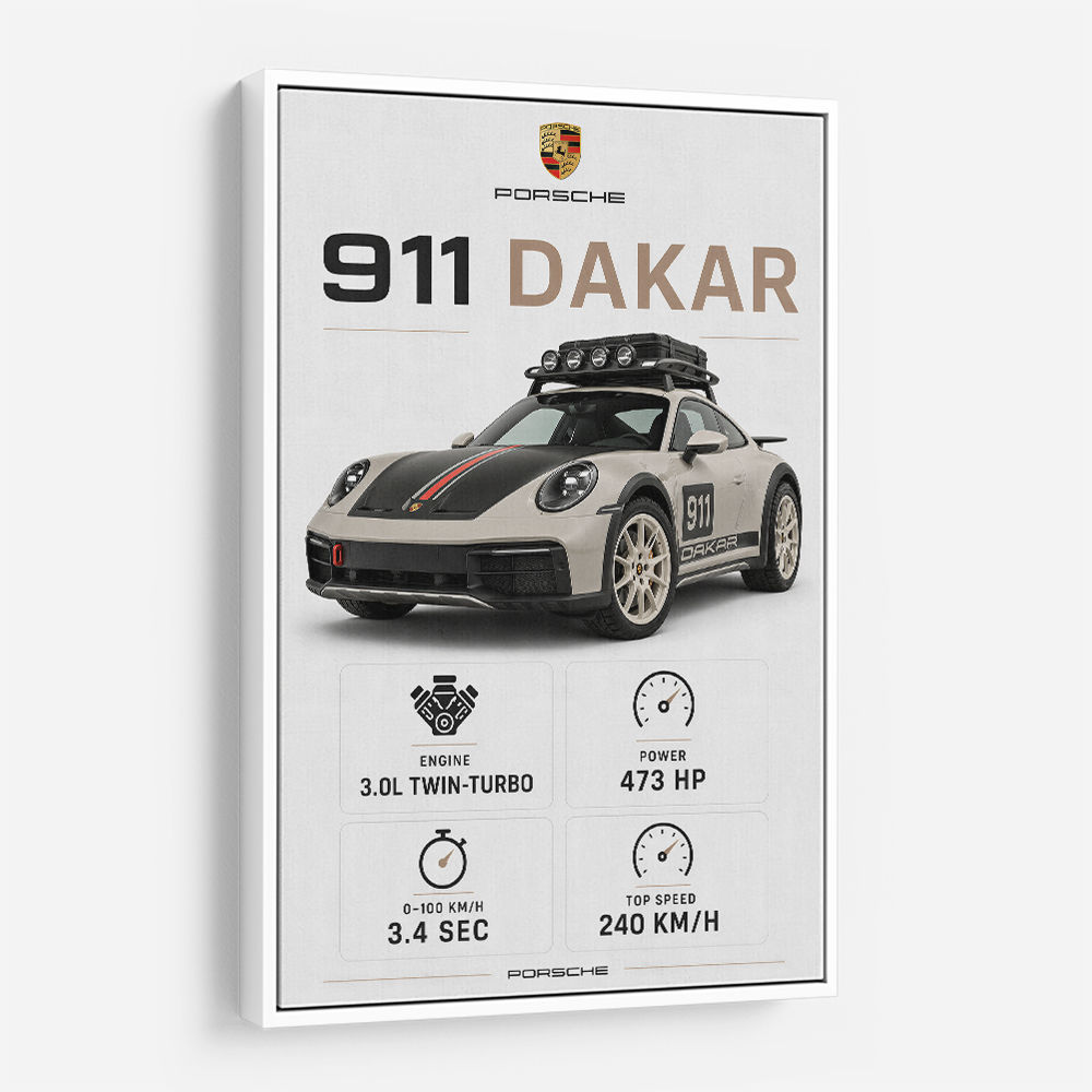 Porsche 911 Dakar Car Specs Art Print
