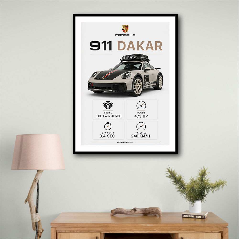 Porsche 911 Dakar Car Specs Art Print