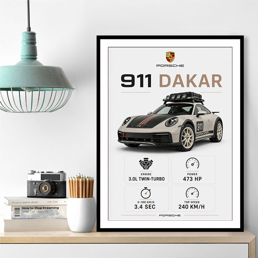 Porsche 911 Dakar Car Specs Art Print