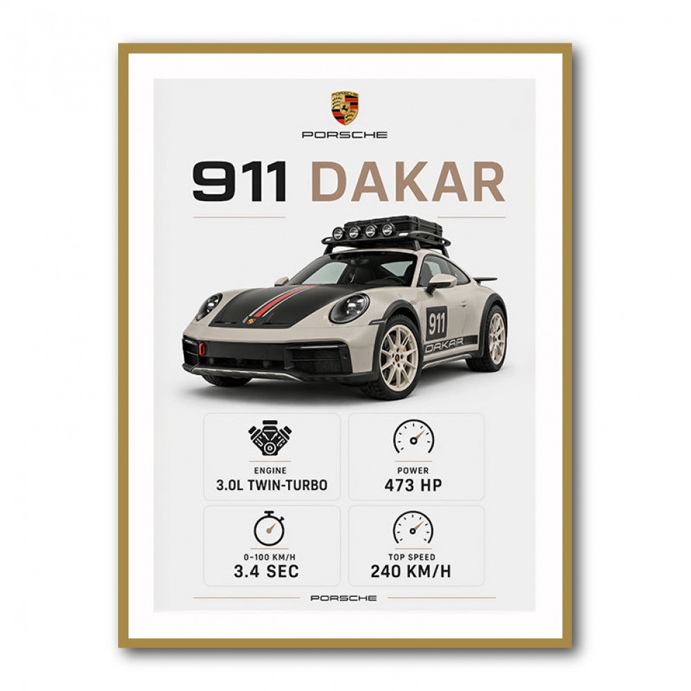 Porsche 911 Dakar Car Specs Art Print